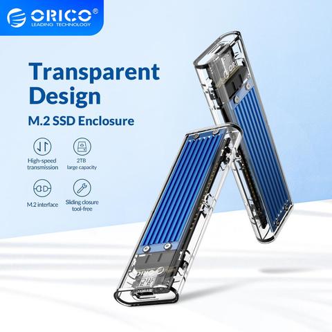 ORICO M2 boîtier SSD boîtier SSD NVME M.2 à USB Type C boîtier de disque dur Transparent pour disque SSD clé NVME PCIE NGFF SATA M/B ► Photo 1/6