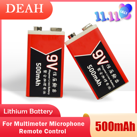 9V 500mAh usb lipo lithium batterie rechargeable pour multimètre Microphone télécommande masseur ktv utiliser 9v usb batterie ► Photo 1/6