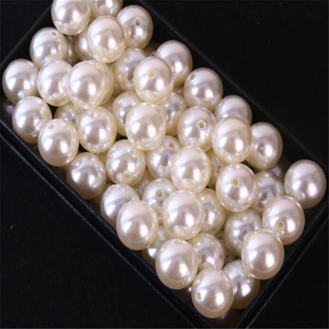 Perles rondes d'imitation ABS | 3 4 5 6 8 10 12 14 16 18 20 25 30 40mm, perles rondes avec trou, fausses perles CX56 ► Photo 1/6