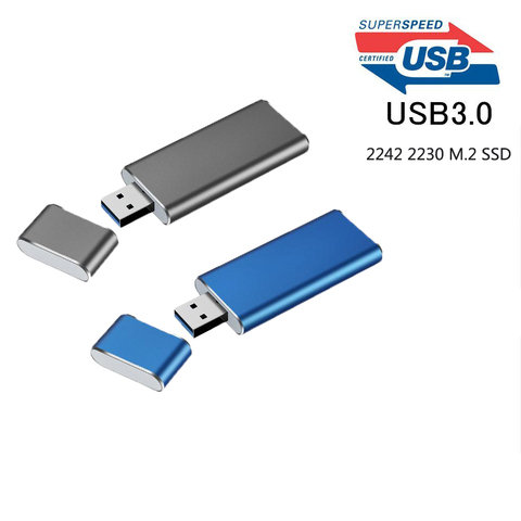 Boîtier USB 3.0 vers M.2 SSD, adaptateur de disque dur, clé NGFF B (B + M), SATA SSD, boîte Mobile externe pour 2230 2242 M2 ► Photo 1/6