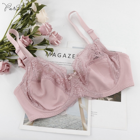 Parifée femmes Sexy dentelle soutien-gorge à armatures rassembler ajustement Lingerie non doublé Push Up soutiens-gorge sous-vêtements grand D DD E tasse grande taille 38-48 ► Photo 1/6