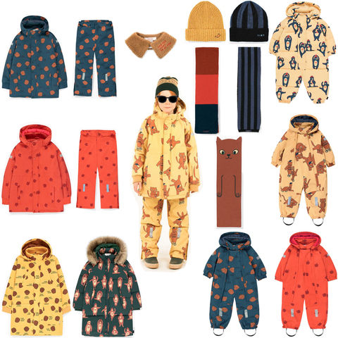 Ensemble de vêtements d'hiver pour enfants, manteau, pantalon, barboteuse, en coton, à capuche, bonnet, écharpe, collection 2022 ► Photo 1/6