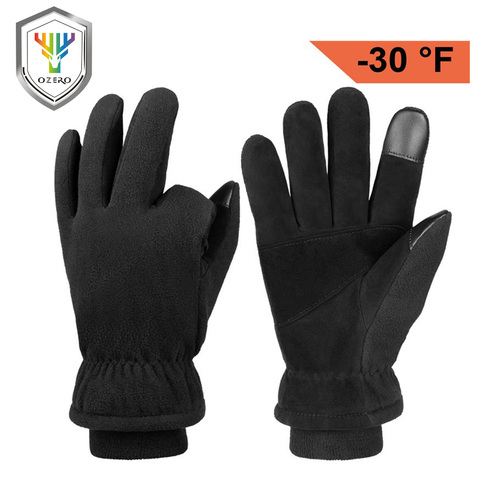 OZERO – gants chauffants en cuir de cerf pour homme et femme, avec écran tactile, doublure fébrile, thermique, pour temps froid, hiver ► Photo 1/6