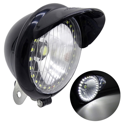 Phare de moto ange oeil lampe noir LED tache brouillard passant conduite lampe ange oeil ajustement pour Harley Honda Kawasaki ► Photo 1/6