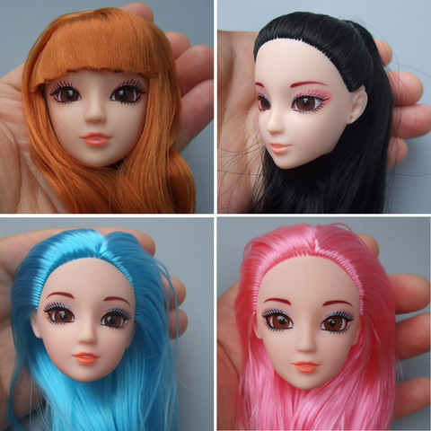 Tête de poupée pour filles 1/6 jiont, excellente qualité, avec cheveux lisses colorés, accessoires bricolage-même, jouet cadeau ► Photo 1/6