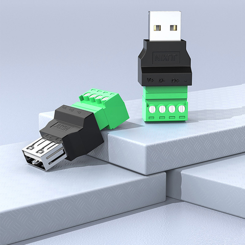 Connecteur USB femelle à vis, 1 pièce, avec connecteur pour bouclier, USB 2.0, Jack femelle, Terminal à vis ► Photo 1/4