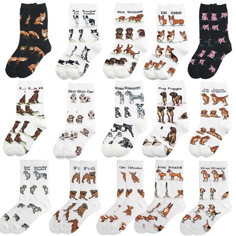 PEONFLY 1 paire mignon dessin animé motif Animal heureux chaussettes femmes drôle cochon chien pingouin Kawaii Calcetines Haraujuku coton chaussettes ► Photo 1/6