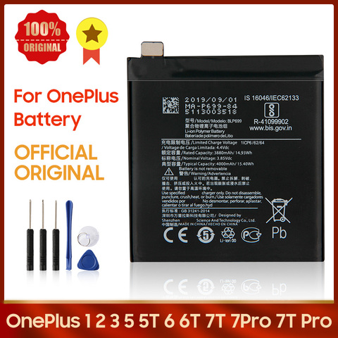 OnePlus – batterie de remplacement d'origine pour OnePlus 5 ST BLP571, pour OnePlus 6 6T 7 7T BLP699 7 Pro 7T Pro OnePlus 1 2 3 3T ► Photo 1/6