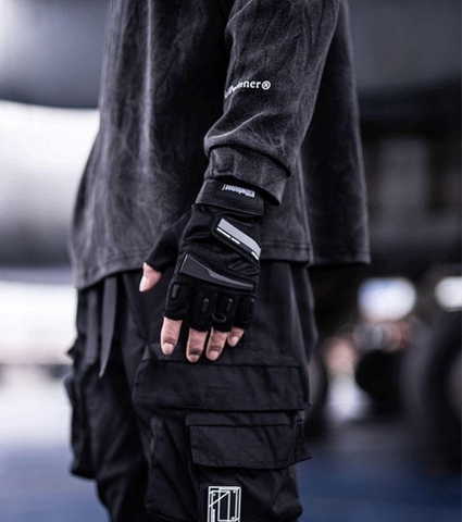 Killwinner gants demi-doigt complet techwear accessoires ninjawear extérieur éléments réfléchissants ► Photo 1/5