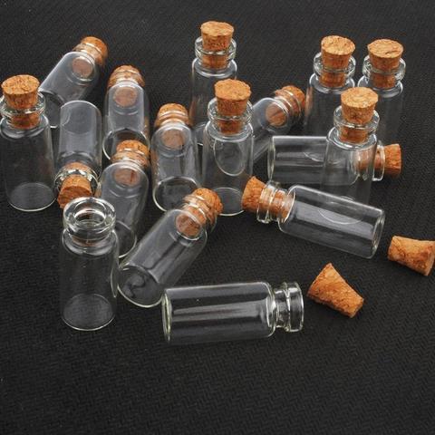 10 pièces Mini petites bouteilles en verre avec bouchon en liège transparent pots minuscules flacons de mariage 24x12mm Message faveur conteneurs bijoux ► Photo 1/6