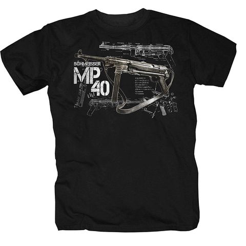 Homme haut Harajuku Fitness marque vêtements chemise T-Shirt Mp40 Armee Soldaten Gewehr Fun Kult tireur Bund coton col rond T-Shirt ► Photo 1/1