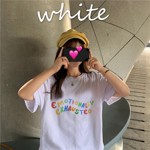 Été Harajuku femmes T-shirt en vrac vintage t-shirts lettre à manches courtes hauts gothique décontracté livraison directe streetwear vêtements imprimer ► Photo 1/6