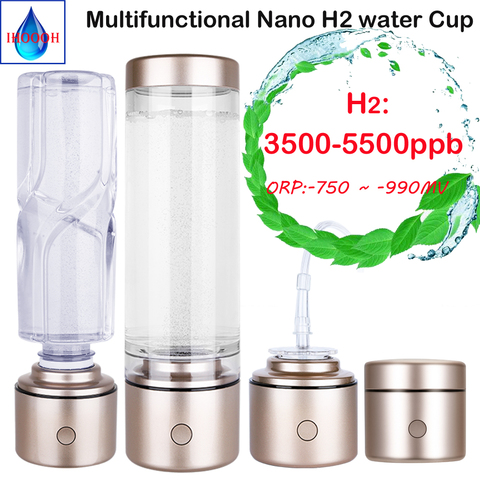 Nano Portable haute Concentration hydrogène bouteille d'eau générateur antioxydant ORP SPE électrolytique Ion ioniseur respirant H2 gaz ► Photo 1/6