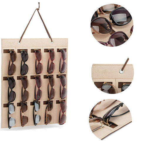 Support de lunettes en feutre à 15/25 fentes | Support pour lunettes de soleil, sac de rangement présentoir, pochette murale, boîte de rangement organisateur ► Photo 1/6