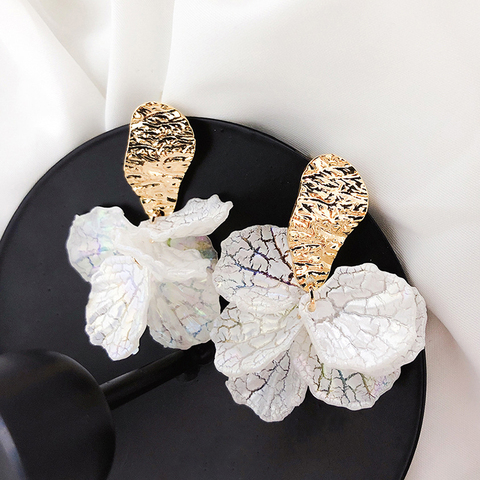 Boucles d'oreilles à pétales en coquille blanche coréenne pour femmes, pendentif en forme de fleur en coquille, Vintage, bijoux tendance pour filles, nouvelle collection ► Photo 1/6