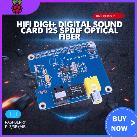 HIFI DiGi + carte son numérique I2S SPDIF fibre optique pour Raspberry Pi 3 B Plus / 3B / Pi 2 modèle B et B + / A +/4B ► Photo 1/1