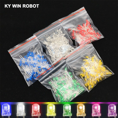 100 pièces 3mm diode LED 3mm assortiment Kit blanc vert rouge bleu jaune Orange rose violet blanc chaud lumière à assembler soi-même Diodes électroluminescentes ► Photo 1/6