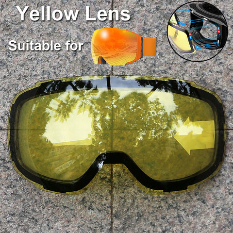 PHMAX – lunettes de Ski Anti-buée UV400, Protection de remplacement, Vision nocturne, lentille jaune uniquement, magnétique et Normal ► Photo 1/6