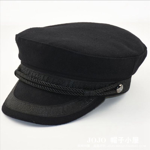 Grande taille casquette marine petite tête chapeau plat feutre armée chapeau gros os hommes laine plus tailles casquettes militaires 52-55cm 55-57cm 58-60cm 60-63cm ► Photo 1/6