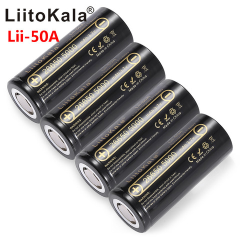 HK LiitoKala lii-50A 26650 5000mah batterie au lithium 3.7V 5000mAh 26650-50A batterie rechargeable adaptée à la lumière de poche ► Photo 1/6