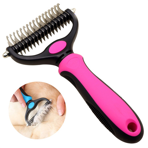 Brosse de toilettage Double face pour chiens et chats, outil de toilettage pour poils d'animaux, perte et démêlage des poils ► Photo 1/6