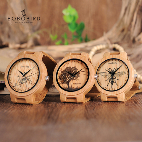 BOBO BIRD – montres en bois et bambou pour hommes, Design spécial, cadran imprimé UV, cadeaux, C-P20 ► Photo 1/6