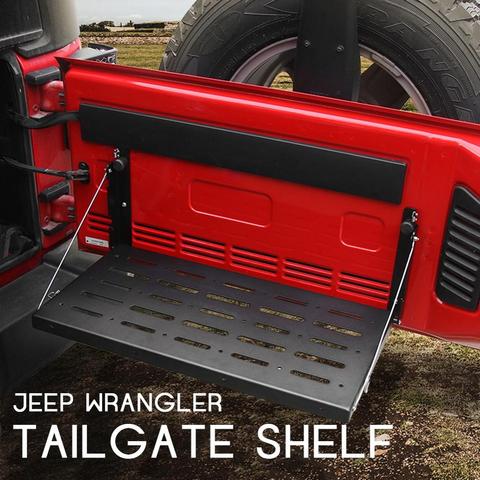 Plateau de montage de porte de coffre arrière, support d'étagère arrière pliable en alliage d'aluminium noir mat adapté pour Jeep Wrangler JK 2007 – 2017 ► Photo 1/6