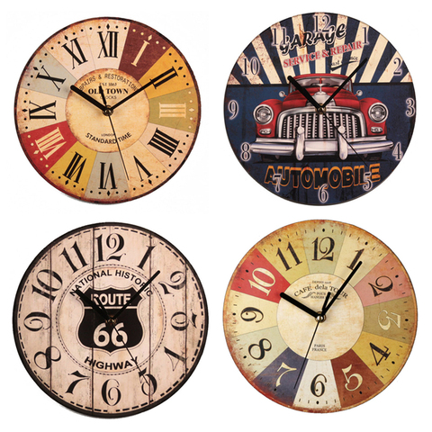 Horloges murales en bois, Design bref, décoration murale silencieuse pour maison, café, bureau, pour la cuisine, grand format, cadeau ► Photo 1/6