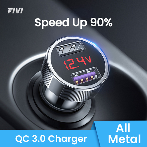 Chargeur de voiture FIVI pour téléphone portable chargeur rapide QC 3.0 affichage de tension LED numérique chargeur usb pour samsung xiaomi iphone huawei ► Photo 1/6