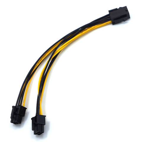 Adaptateur PCI-E 6 broches femelle vers double mâle, adaptateur d'alimentation 6 broches vers 2x6 broches 20awg, câble d'alimentation de la carte mère 20CM ► Photo 1/6