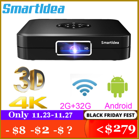 Smartldea K1 4K 3D Android Wifi Bluetooth projecteur HD Mini LED DLP proyector pour IOS/Android OS téléphone lumière du jour Home cinéma ► Photo 1/6