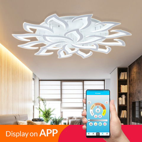 IRALAN Lustre moderne lustres led lumières pour salon cuisine chambre chambre d'enfants dimmable art déco télécommande blanc ► Photo 1/6