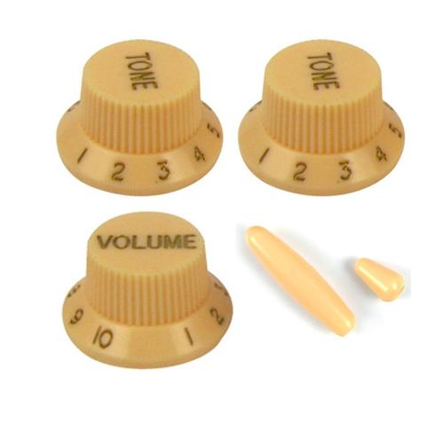 Ensemble de boutons de guitare électrique en plastique, commande de Volume et de tonalité 2T1V + embout de commutateur + embout de barre pour accessoires de guitare Strat ► Photo 1/6