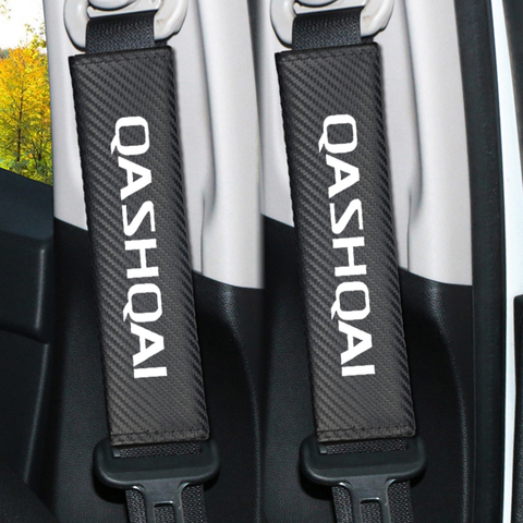 2 pièces/ensemble en fibre de carbone ceinture de sécurité épaulettes couvre emblèmes pour Nissan Qashqai Nismo Juke Note Navara Leaf Xtrail voiture-style ► Photo 1/6