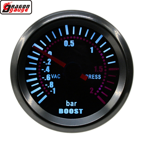 Jauge Turbo Boost Dragon 52mm, rétro-éclairage blanc, mécanique, 1 ~ 2 barres, pointeur de turbine, compteur Vac, livraison gratuite ► Photo 1/6