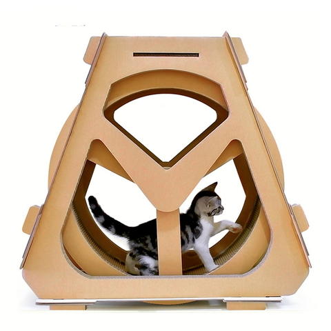 Tapis roulant pour chat, tapis roulant de Sport pour animaux domestiques, planches ondulées à gratter pour chat, grande roue de course, dispositif de perte de poids deux ► Photo 1/5