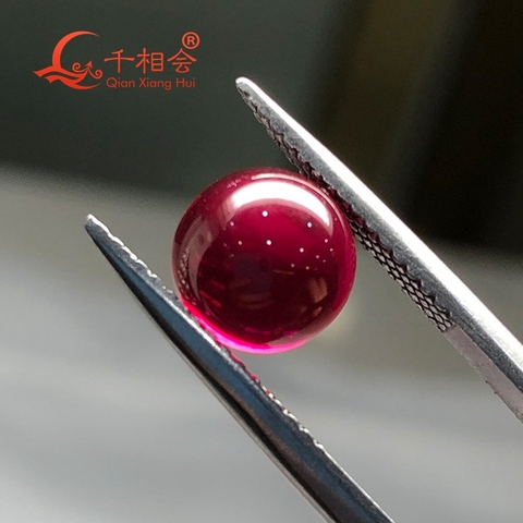 Corindon artificiel 5 # couleur rouge rubis, forme de sphère/boule, couleur rouge sans trou ► Photo 1/6