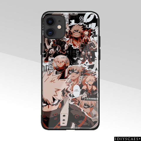Katsuki – coque de téléphone en verre pour iPhone, Bakugo BNHA, My Hero Academia, pour modèles 6, 6s, 7, 8 Plus, X, XR, XS, 11, 12 Pro Max ► Photo 1/6