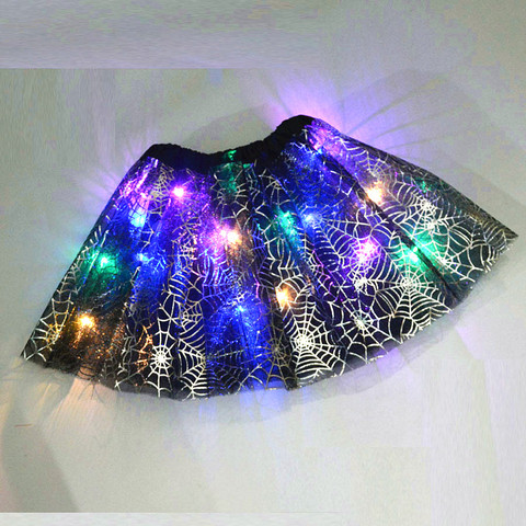 Horrible effrayant LED lumière brillante enfants filles toile d'araignée toile d'araignée Costume jupe Tutu Cosplay carnaval fête Halloween carnaval ► Photo 1/5