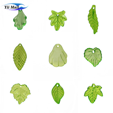 Mode 30 pièces Transparent vert acrylique feuille perles pour bijoux artisanat bricolage pendentif boucles d'oreilles faisant des accessoires de bijoux de charme ► Photo 1/6