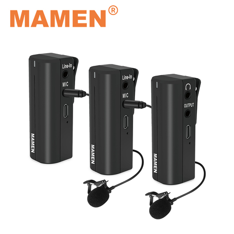 MAMEN – Microphone d'enregistrement Lavalier sans fil 2.4GHz, batterie intégrée, avec émetteur récepteur pour caméra, téléphone VLOG, Interview ► Photo 1/6