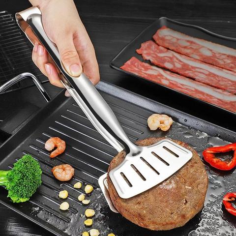 Pinces multifonctionnelles en acier inoxydable, pour poisson frit, barbecue, cuisine, aliments ménagers, bbq, steak grillé ► Photo 1/6