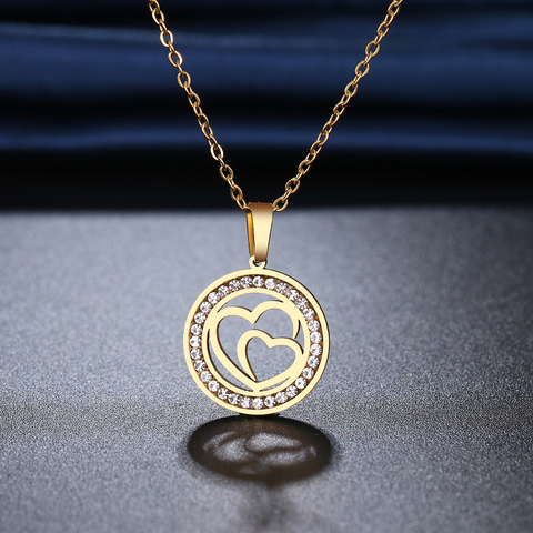 CACANA – collier en acier inoxydable 316l, avec strass en cristal, ajouré, avec superposition, pour femmes, mariage, saint-valentin ► Photo 1/4