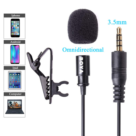 BOYA – Microphone Lavalier à condensateur pour enregistrement Audio et vidéo, pour Smartphone, iPhone 6, 6s, 5, 5s, 4s, ios, Android, BY-LM10 ► Photo 1/6