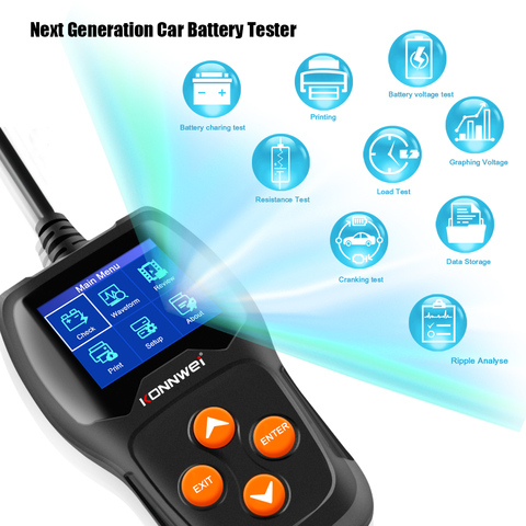 KONNWEI – testeur de batterie de voiture KW600, écran numérique couleur 12V, analyseur de batterie pour voiture, charge de manivelle 100 à 2000CCA ► Photo 1/6