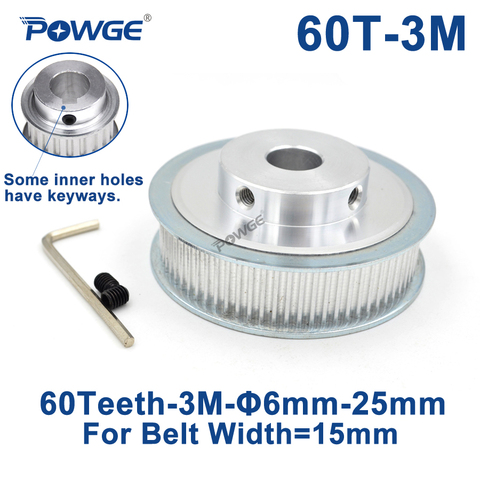 POWGE poulie synchrone HTD 60 dents | Alésoir 6/8/10/12/15/17/19/20/25mm pour largeur 15mm 3M poulie de synchronisation HTD3M 60 T dents dents ► Photo 1/6