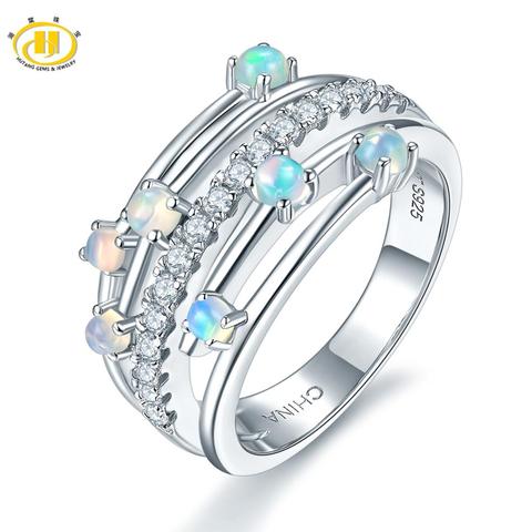 Opale naturelle 925 bague en argent pour femmes véritable pierre précieuse en argent Sterling bague pour femmes Design classique exquis Style anniversaire ► Photo 1/6