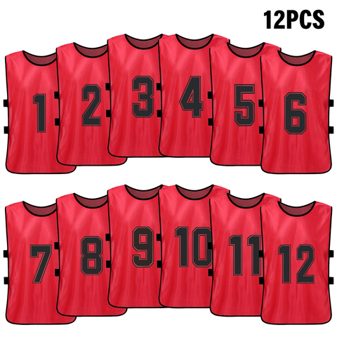 6/12 PCS adultes Football Pinnies séchage rapide Football équipe maillots sport Football équipe formation numérotée bavoirs pratique sport gilet ► Photo 1/6