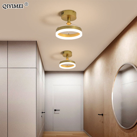 Lustre Led minimaliste, design moderne, éclairage lumineux, luminaire de plafond, idéal pour couloir, couloir, couloir, café, couleur or ► Photo 1/6