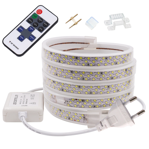 Bande lumineuse Led avec télécommande, 220 diodes/m, 3 lignes d'inclinaison, diagonale, Flexible, Dimmable, 2835 V 276 ► Photo 1/6